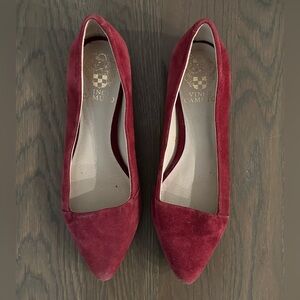 Vince Camuto Pointed Toe Maroon Red Suede Allera Flats Slip On Shoes Size 7